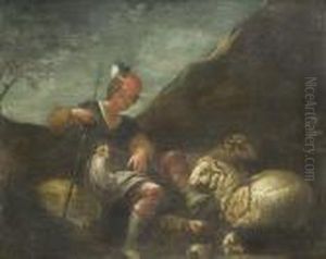 A Shepherd And His Livestock by Philipp Peter Roos