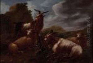 "ziegen Und Schafe In Landschaft" by Philipp Peter Roos