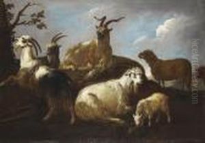 Goats And A Sheep In A Landscape Goats And A Sheep In A Landscape