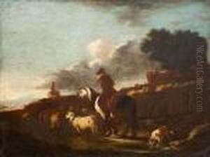 Paesaggio Con Pastore A Cavallo E Armenti