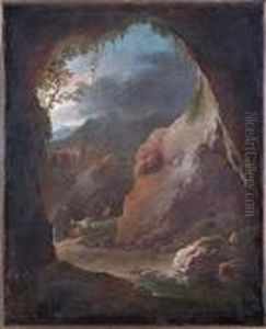 Paesaggio Laziale Con Grotta E Pastore In Cammino Paesaggio Laziale Con Grotta E Pastore In Cammino