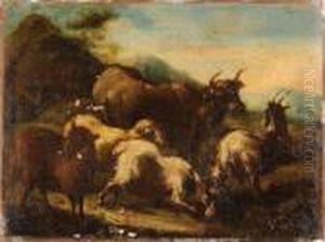 Taureau Et Boucs by Philipp Peter Roos