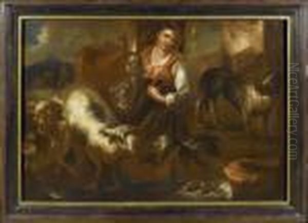 Shepherdess With Animals. - view 1