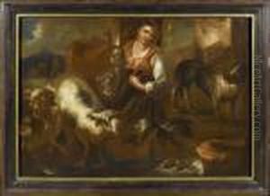 Shepherdess With Animals. Shepherdess With Animals.