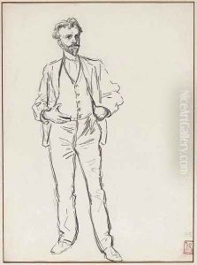 Homme debout vu de face, les mains a la taille by Theophile Alexandre Steinlen