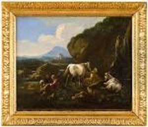 Campagna Romana Con Pastore Addormentato, Armenti E Cavallo