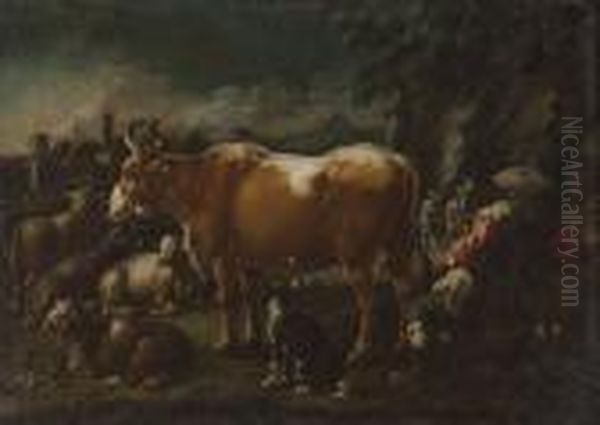 Pastori Con Armenti In Un Paesaggio - view 1