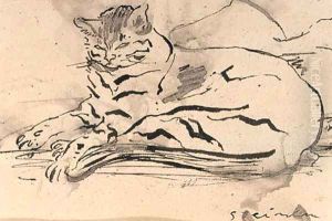 Un chat sur un coussin by Theophile Alexandre Steinlen