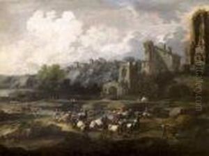 Bergers Et Animaux Pres De Ruines