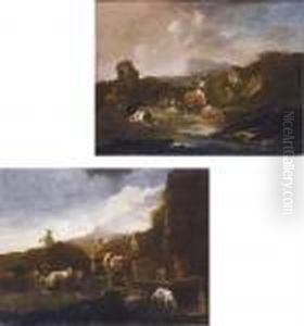 Paesaggio Con Animali Al Pascolo; E Paesaggio Con Gregge by Philipp Peter Roos