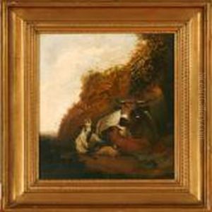 A Cow, A Goat And Sheep In A Landscape A Cow, A Goat And Sheep In A Landscape