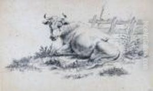 Liegende Kuh. by Philipp Peter Roos