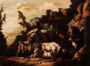 Pastore Con Capre by Philipp Peter Roos