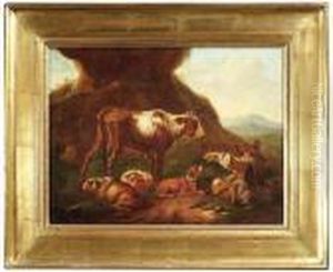 Peter . A Shepherd With His Cattle by Philipp Peter Roos