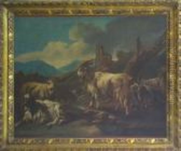 Paesaggio Con Capre, Pecore E Cani - view 1