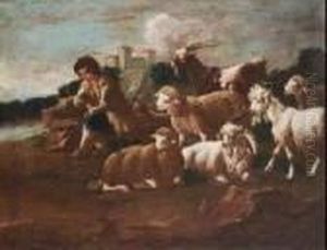 Paesaggio Con Pastori E Armenti - Paesaggio Con Pastori E Armenti by Philipp Peter Roos