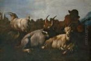 Lagernde Ziegen Und Ein Von 
Hinten Gesehener Hirte. Ol Auf Leinwand (doubliert). H 88; B 128 Cm. 
Provenienz: Aus Franzosischem Adelsbesitz.