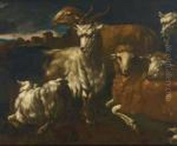 Italianate Landscape With Goats And Sheep - view 1