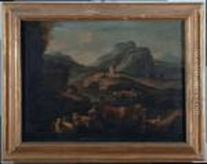 'paesaggio 16 E Animali Al Pascolo' by Philipp Peter Roos