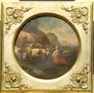 Herdsman With Livestock by Philipp Peter Roos
