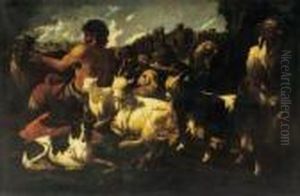 A Goatherd In An Italianate Landscape A Goatherd In An Italianate Landscape