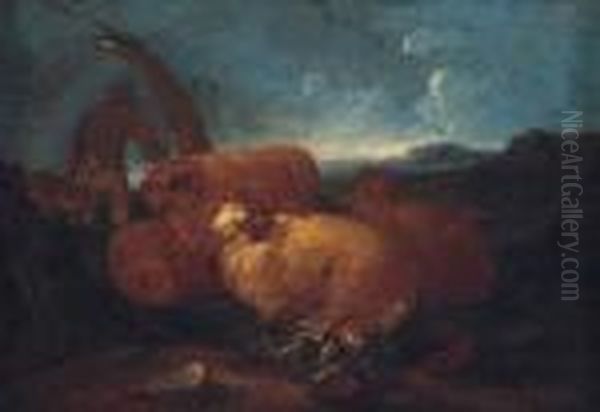 A Shepherd And Sheep In A Landscape; And Goats In A Landscape - view 1