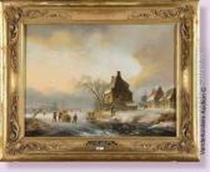 Paysage Hivernal Aux Patineurs
