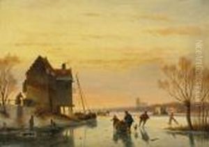 Skaters On The Merwede With Dordrechtbeyond