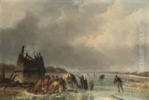 Skaters By A Burnt Out Hut