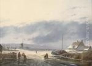Skaters On A Dutch Waterway