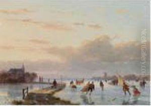 Skaters On The Ice Near A 'koek En Zopie'