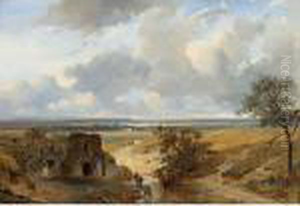 Figures In A Panoramic Summer Landscape - view 1