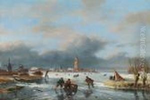 Figures Skating On A Frozen River