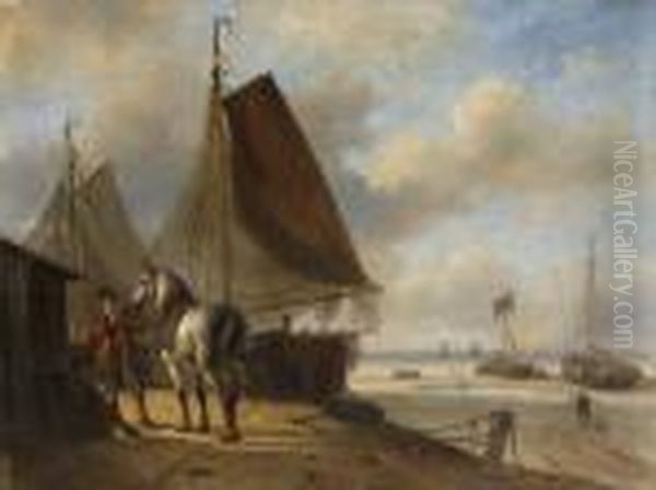 Rastende Bauern Mit Schimmel Bei
Den Fischerbooten Am Strand. - view 1