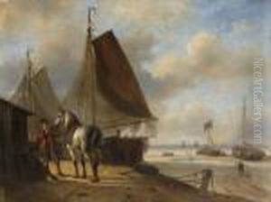 Rastende Bauern Mit Schimmel Bei
Den Fischerbooten Am Strand. by Nicholas Jan Roosenboom