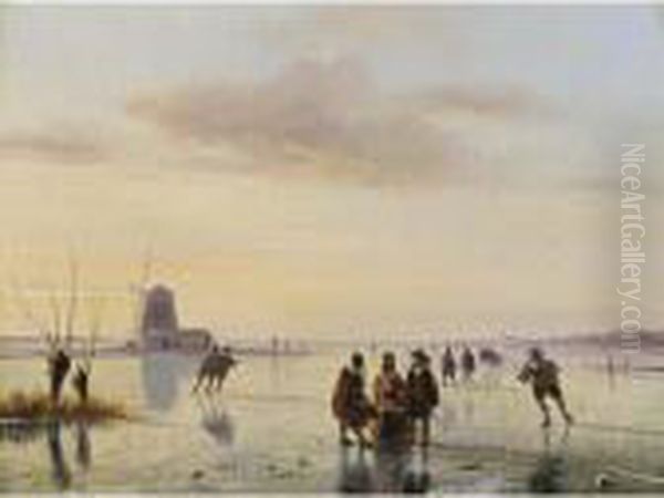 A Winter Landscape With Skaters On The Ice - view 1