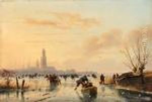 Skaters On A Frozen Pond by Nicholas Jan Roosenboom