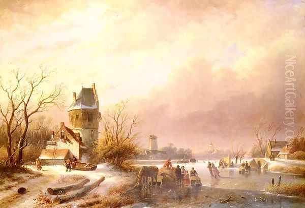 Skaters On A Frozen River - view 1