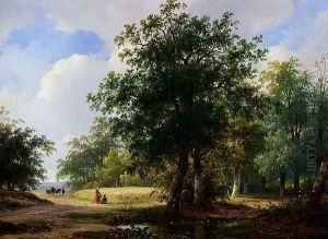 Peasants In A Cornfield by Andreas Schelfhout