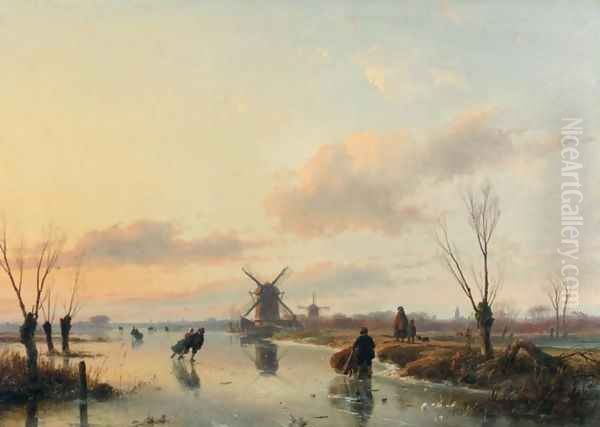 Skaters in a Winter Landscape with Windmills - view 1