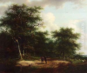 Two Figures In A Summer Landscape by Andreas Schelfhout