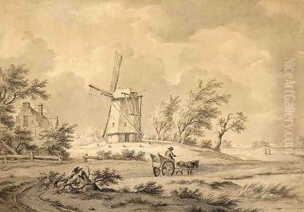 Horse and Carriage Near a Windmill - view 1