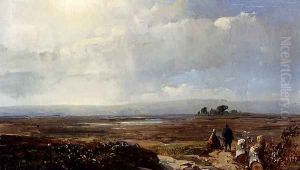 Travellers In An Extensive Landscape by Andreas Schelfhout