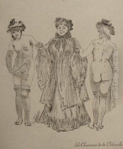 Les Cousines De La Colonelle by Felicien Rops