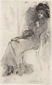 "celle Qui Fait 'celle Qui Lit Musset" by Felicien Rops