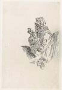 "la Vieille A L'aiguille" by Felicien Rops