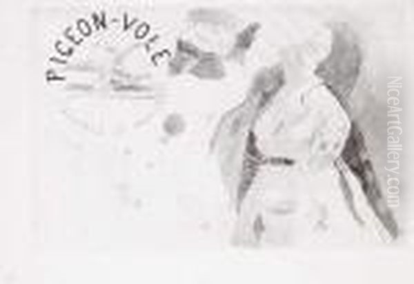 Femme En Toilette Et Pigeon Vole - view 1