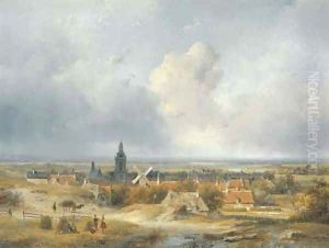 Summer in Holland a panoramic view of a village in the dunes