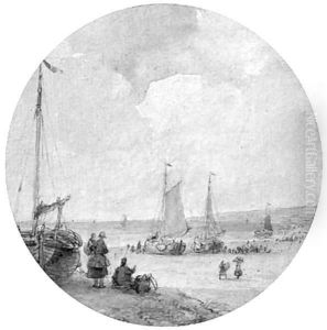 The arrival of the fleet by Andreas Schelfhout