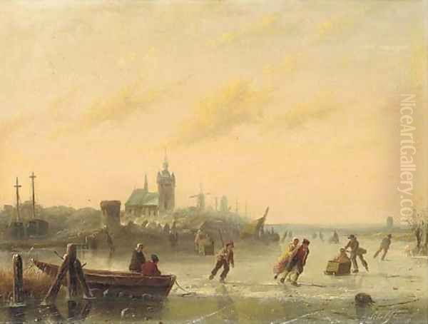 Winter Skaters on the Lake - view 1